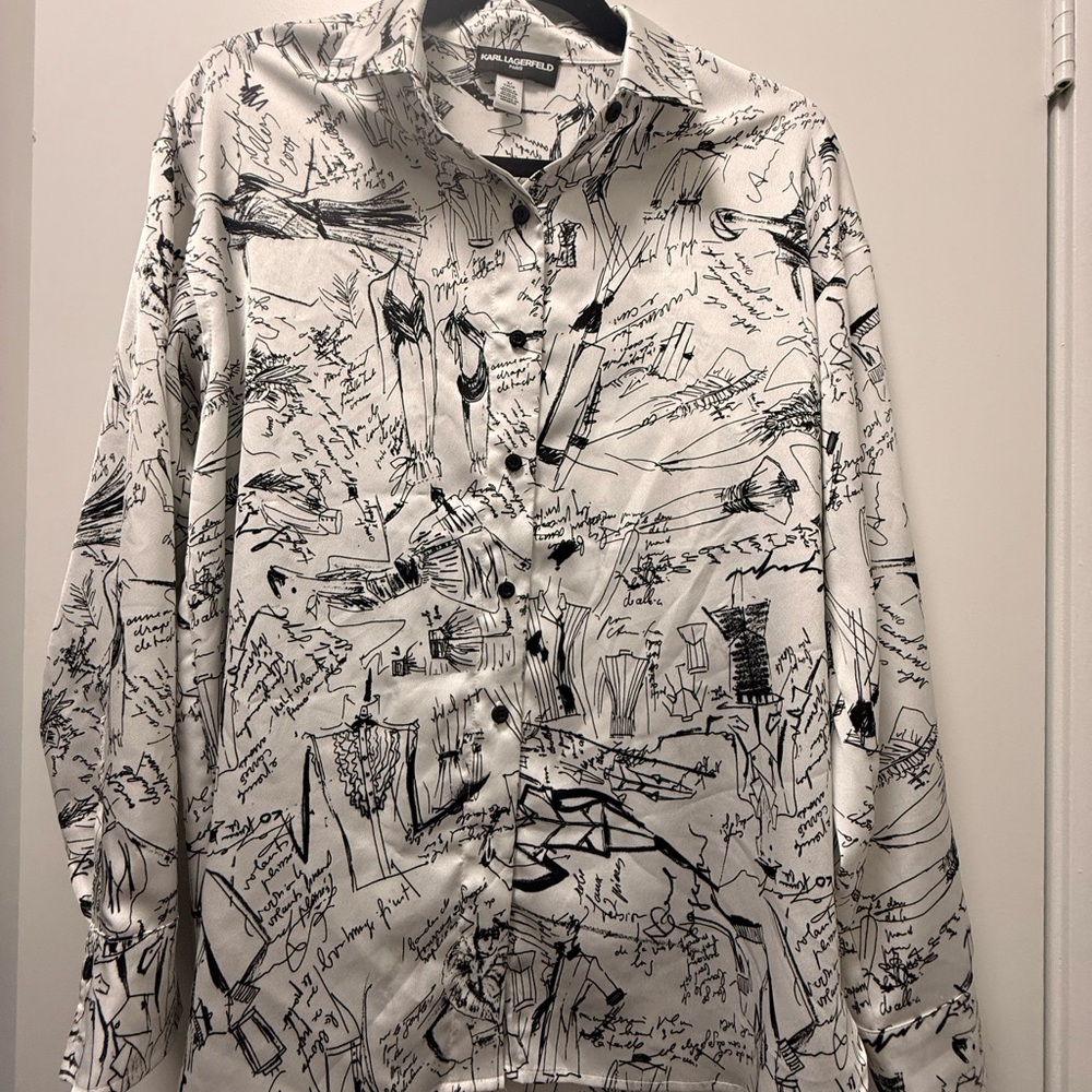 Karl Lagerfeld Black and White Graphic Men's Shirt Jacket